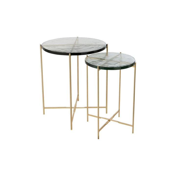 Ensemble de deux tables d'appoint Obi en verre/fer. | Designix -     - https://designix.fr