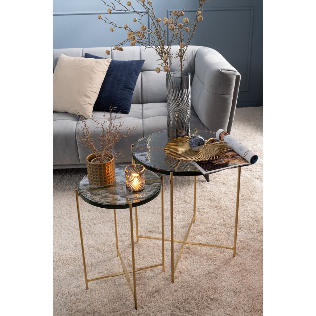 Ensemble de deux tables d'appoint Obi en verre/fer. | Designix -     - https://designix.fr