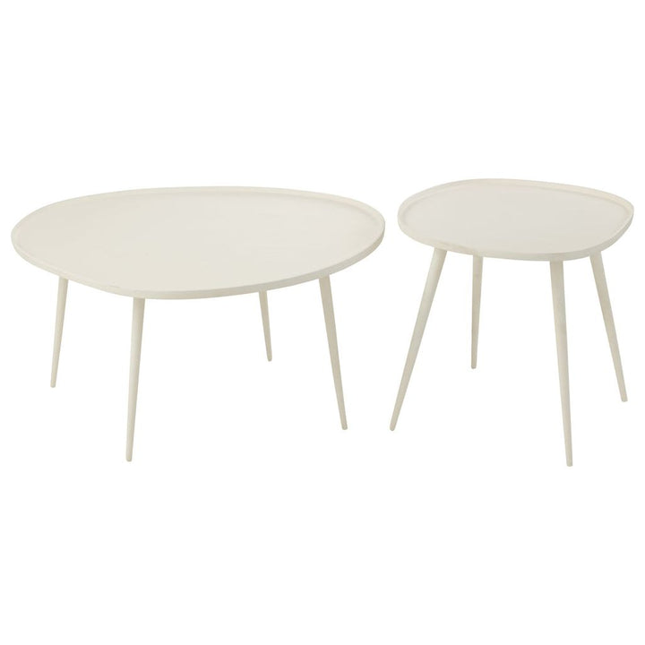 Ensemble de 2 tables d'appoint en aluminium blanc vintage | Designix -     - https://designix.fr