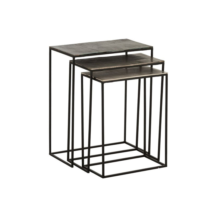 Ensemble de 3 tables d'appoint rectangulaires en aluminium noir/mix. | Designix -     - https://designix.fr