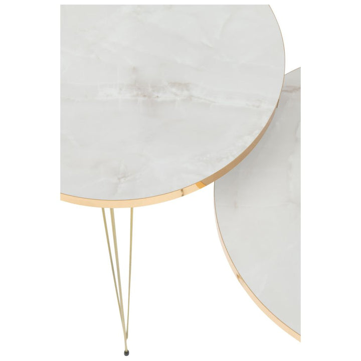 Ensemble de 3 tables d'appoint MDF/Métal Blanc/Or | Designix -     - https://designix.fr