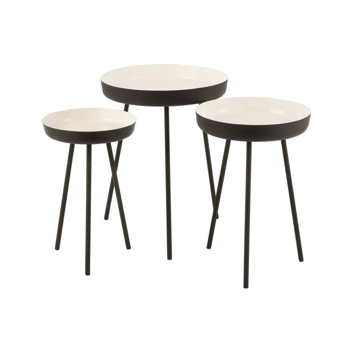 Ensemble de 3 tables d'appoint en métal noir/blanc | Designix -     - https://designix.fr