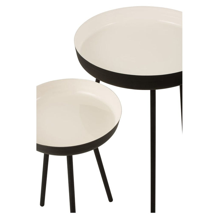 Ensemble de 3 tables d'appoint en métal noir/blanc | Designix -     - https://designix.fr