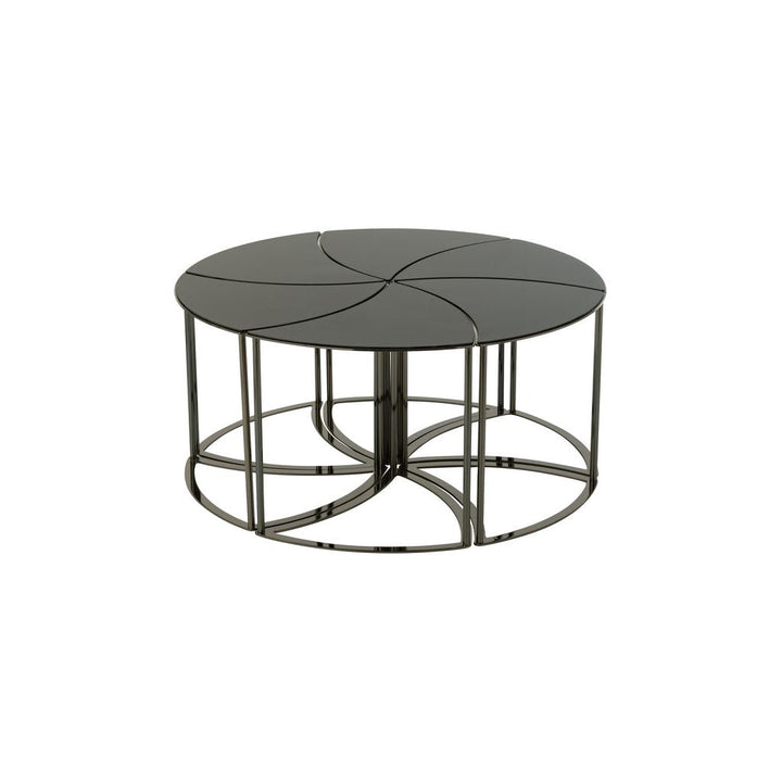 Ensemble de 6 tables Tornado en métal/doré et verre. | Designix -     - https://designix.fr