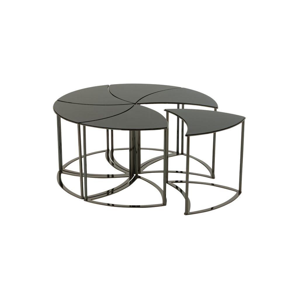 Ensemble de 6 tables Tornado en métal/doré et verre. | Designix -     - https://designix.fr