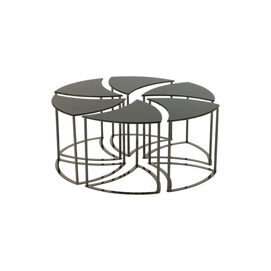 Ensemble de 6 tables Tornado en métal/doré et verre. | Designix -     - https://designix.fr