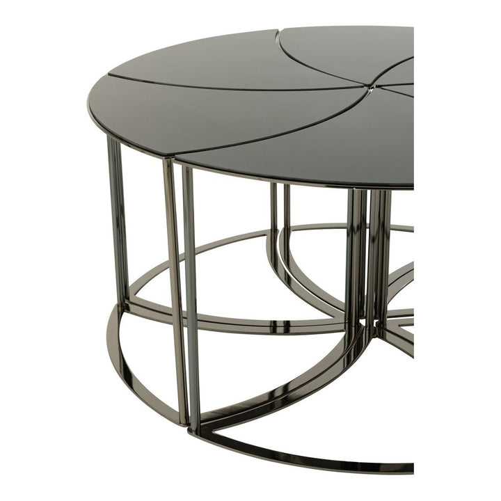 Ensemble de 6 tables Tornado en métal/doré et verre. | Designix -     - https://designix.fr