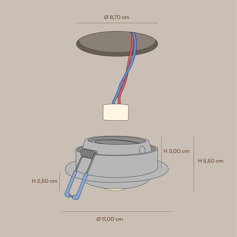 Spot encastrable Beam avec lentille en verre, Ø 11 cm