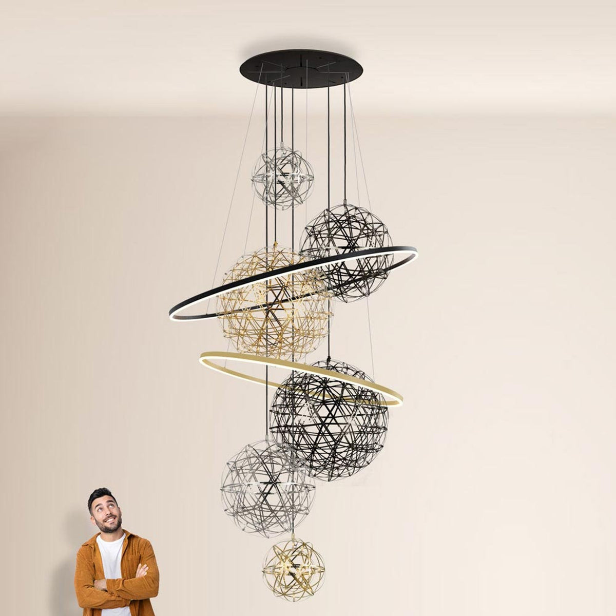 Suspension grande hauteur LED Fusion XXL 8 lumières