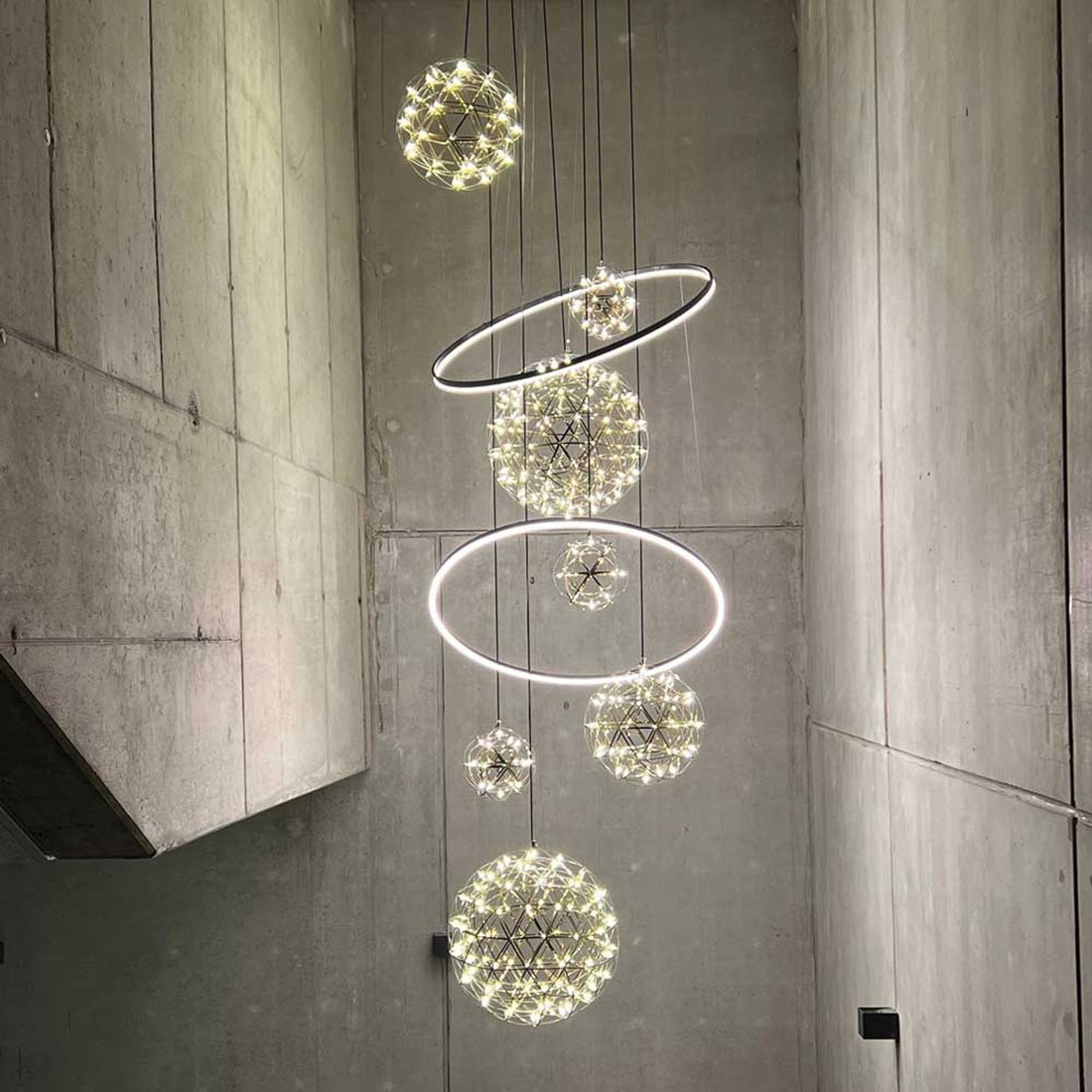 Suspension grande hauteur LED Fusion XXL 8 lumières