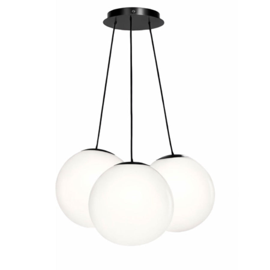 Suspension grappe Orb 3 lumières, verres Ø 20 cm