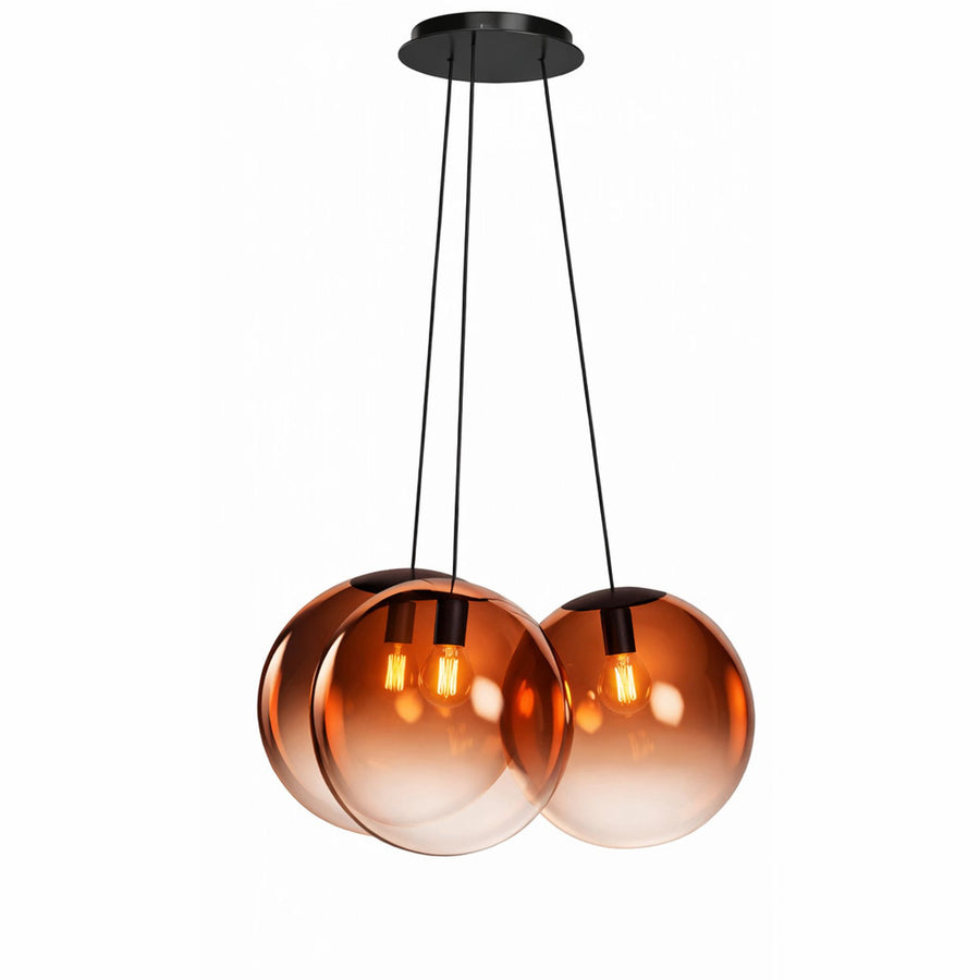 Suspension grappe Orb 3 lumières, verres Ø 20 cm