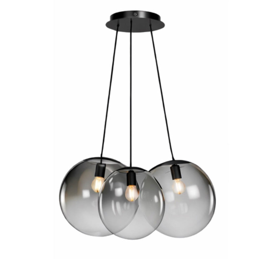 Suspension grappe Orb 3 lumières, verres Ø 30 cm