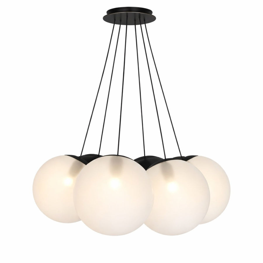 Suspension grappe Orb 7 lumières, verres Ø 20 cm