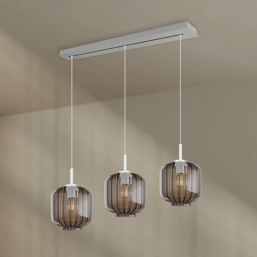Suspension de table Velo 3 lumières, longueur 120 cm, verres Ø 20 cm