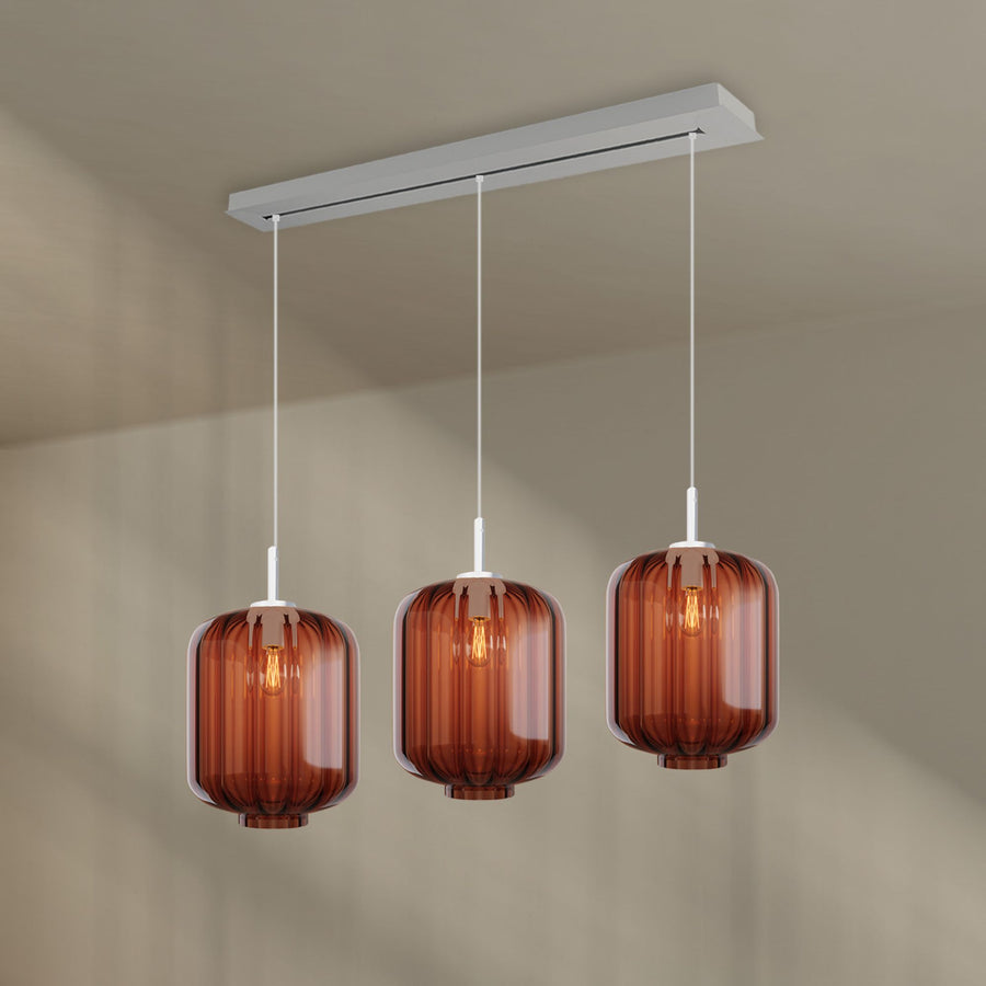 Suspension de table Velo 3 lumières, longueur 120 cm, verres Ø 25 cm