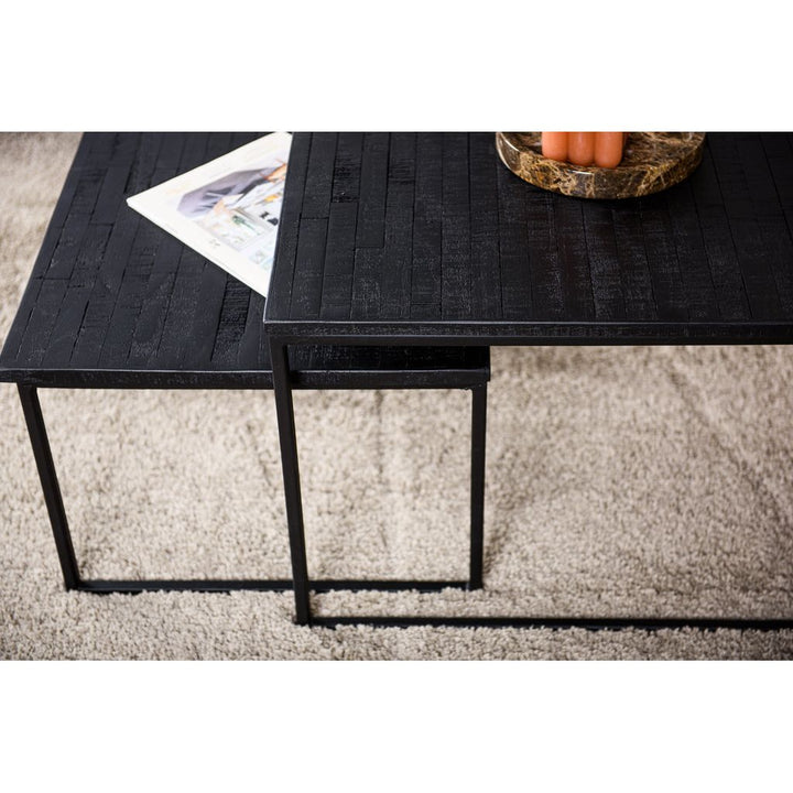 Ensemble de table basse de 2, Teck vieilli, B340 noir | Designix -     - https://designix.fr/