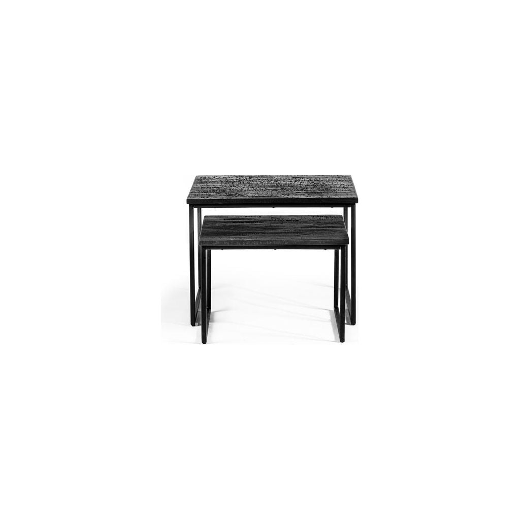 Ensemble de table basse de 2, Teck vieilli, B340 noir | Designix -     - https://designix.fr/