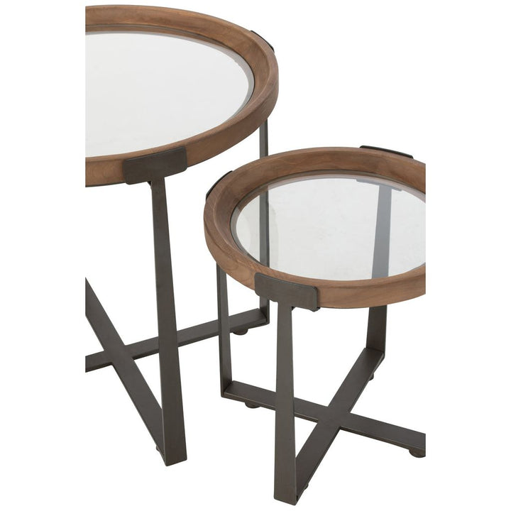 Ensemble de 2 tables basses en verre/bois de sapin naturel/noir | Designix -     - https://designix.fr