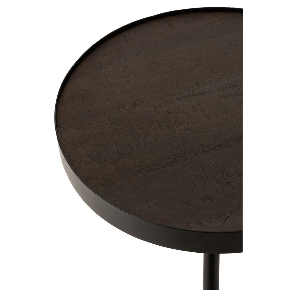 Table d'appoint Fien en bois de manguier foncé et fer noir. | Designix -     - https://designix.fr