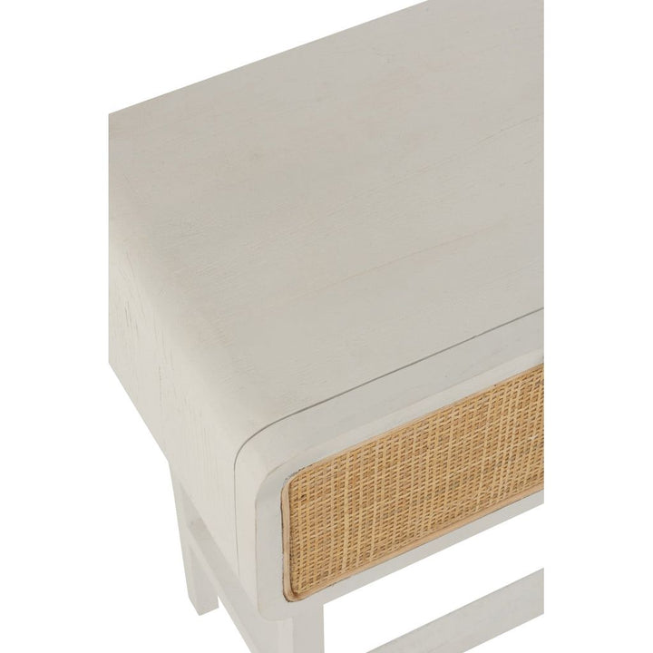 Table d'appoint Molly en bois exotique/rotin blanc | Designix -     - https://designix.fr