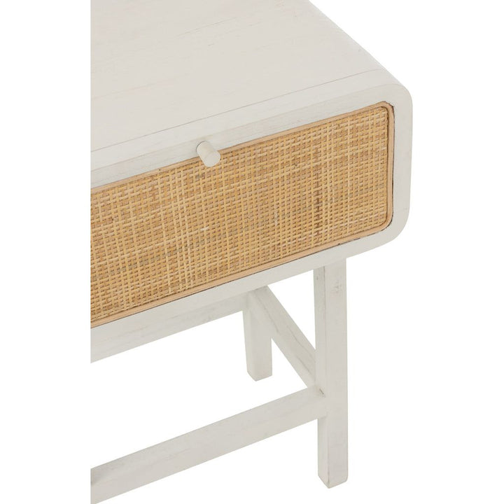 Table d'appoint Molly en bois exotique/rotin blanc | Designix -     - https://designix.fr