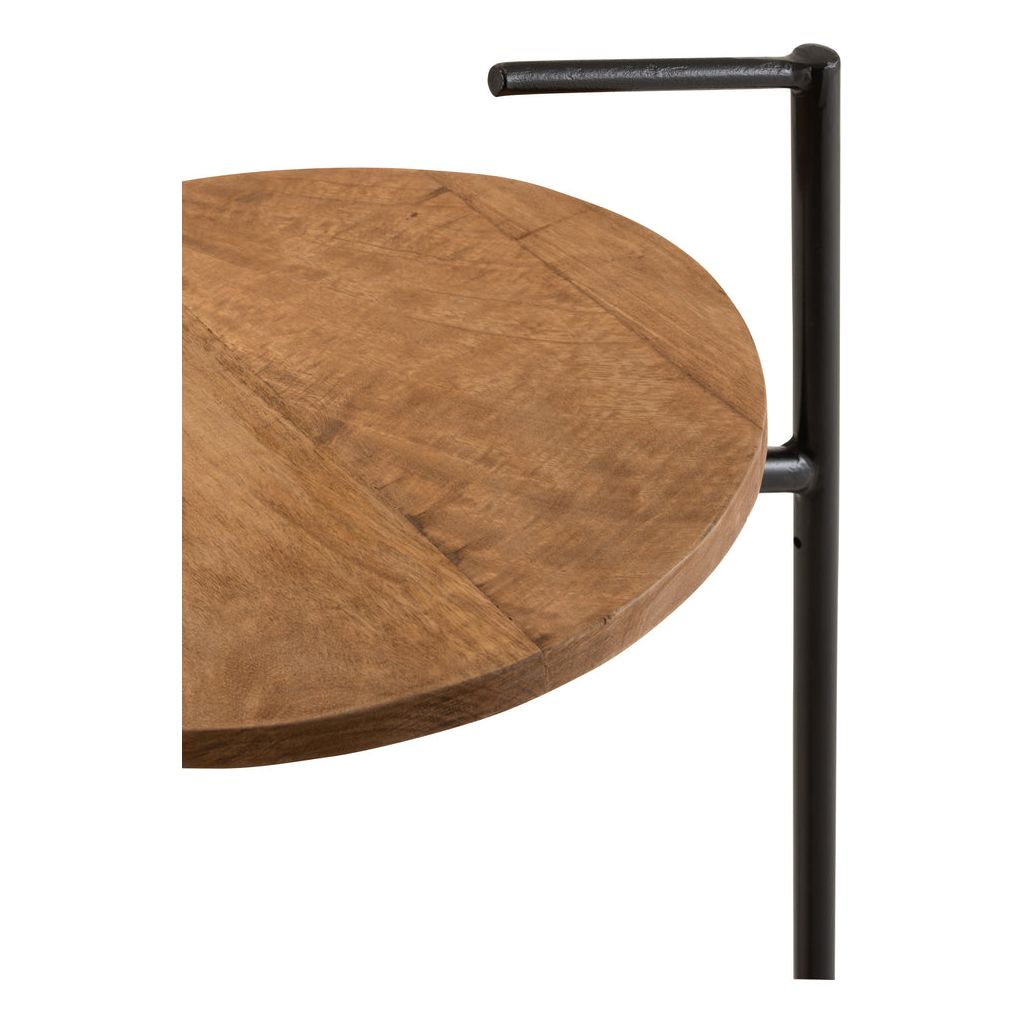 Table d'appoint Bistro ronde en bois de manguier/fer naturel/noir | Designix -     - https://designix.fr