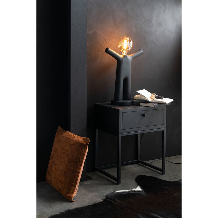 Table d'appoint 1 tiroir bois/métal noir | Designix -     - https://designix.fr