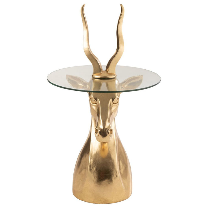 Table d'appoint en résine/verre doré avec motif antilope | Designix -     - https://designix.fr