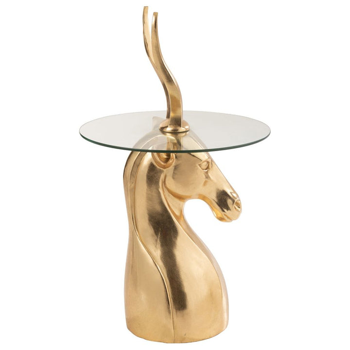 Table d'appoint en résine/verre doré avec motif antilope | Designix -     - https://designix.fr