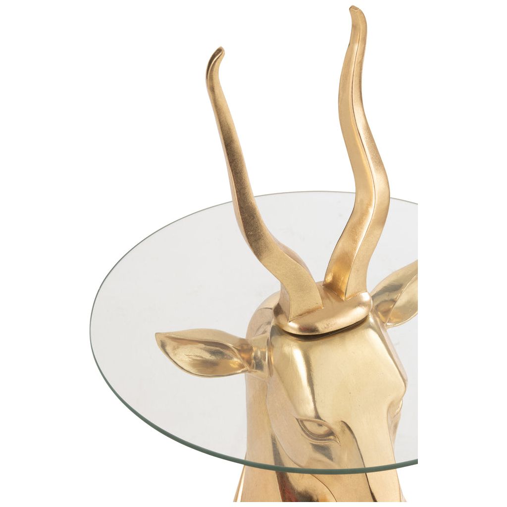 Table d'appoint en résine/verre doré avec motif antilope | Designix -     - https://designix.fr