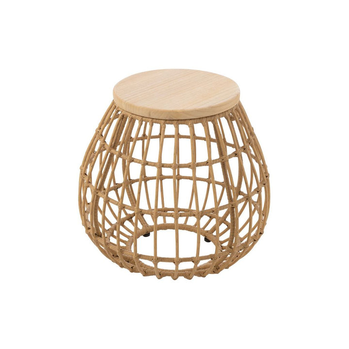 Table d'appoint panier extérieur en rotin/bois naturel | Designix -     - https://designix.fr