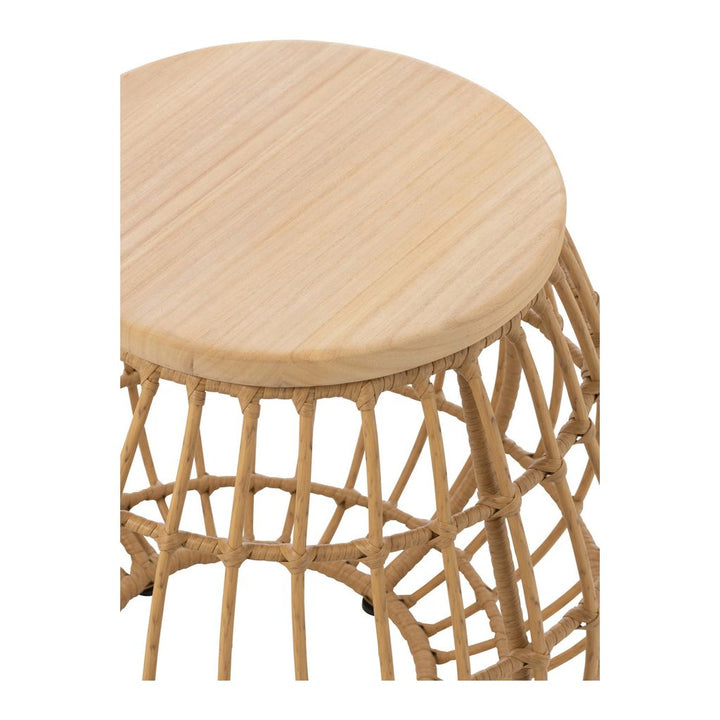 Table d'appoint panier extérieur en rotin/bois naturel | Designix -     - https://designix.fr