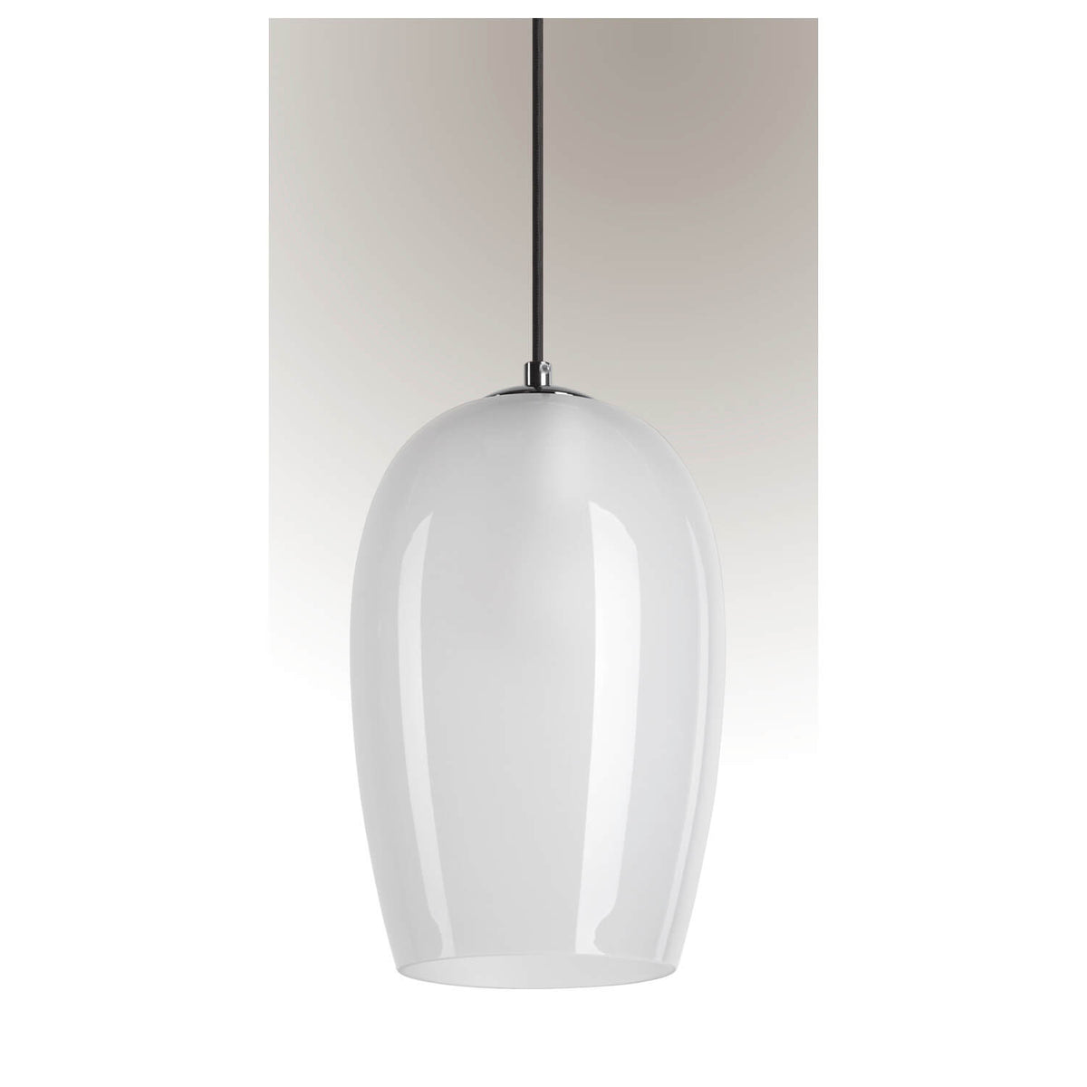 Vue rapprochée du diffuseur blanc brillant, soulignant la transparence et la finition lisse du verre.