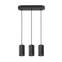 Suspension Asto 3 lumières noire