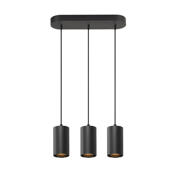 Suspension Asto 3 lumières noire