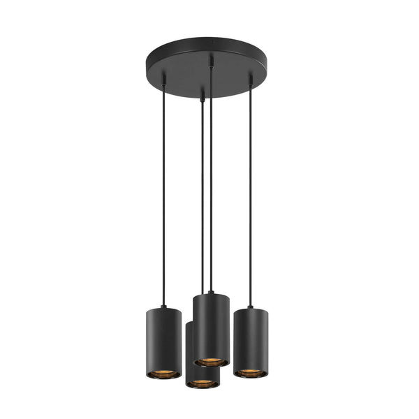 Suspension Asto 4 lumières noire