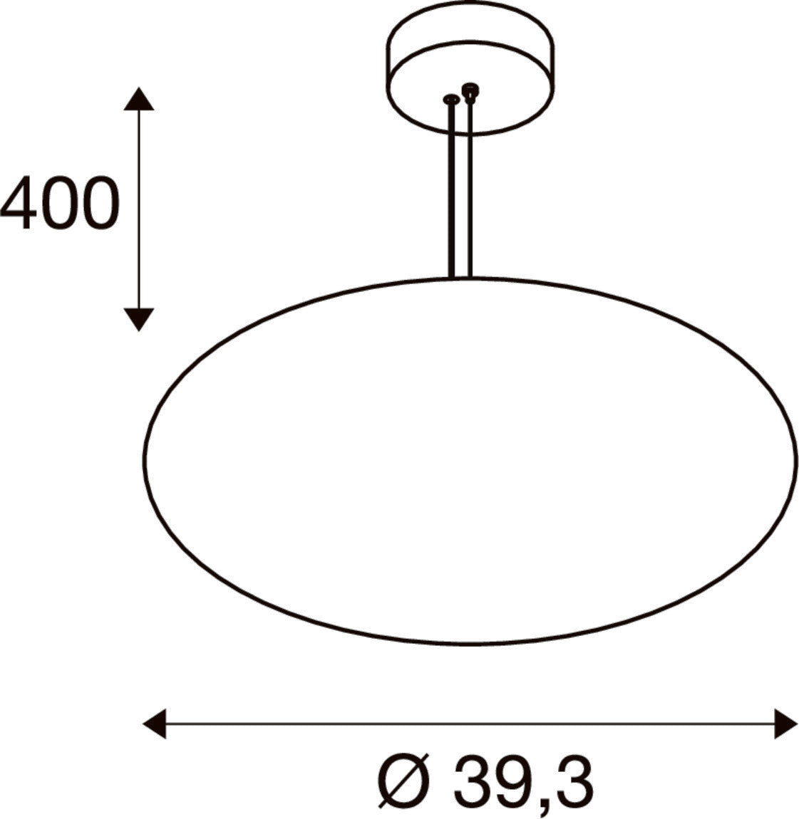 Schéma de dimensions indiquant 400 mm de hauteur et Ø 39,3 cm.
