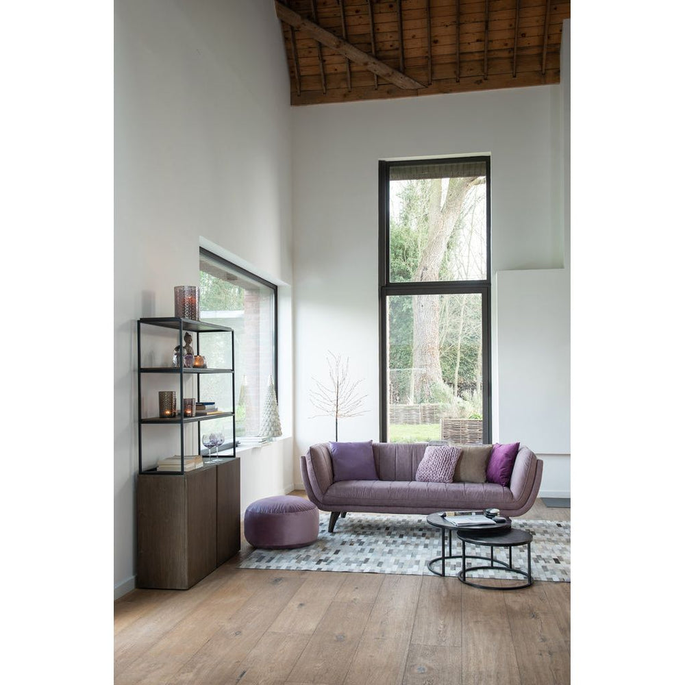 Canapé 3 places Lina en cuir/bois de frêne violet clair | Designix -     - https://designix.fr