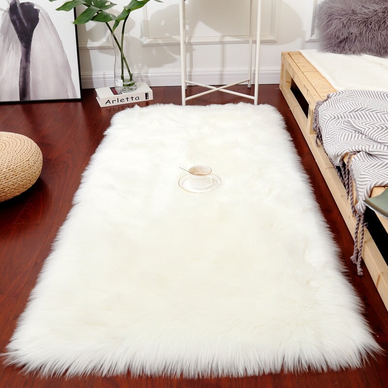 Soft Fur Sheepskin Rugs Carpet For Bedroom Living Room Artificial Carpet Fluffy Seat Pad Sofa Chair Cushion Washable Faux Mat | Designix - 0    - https://designix.fr/