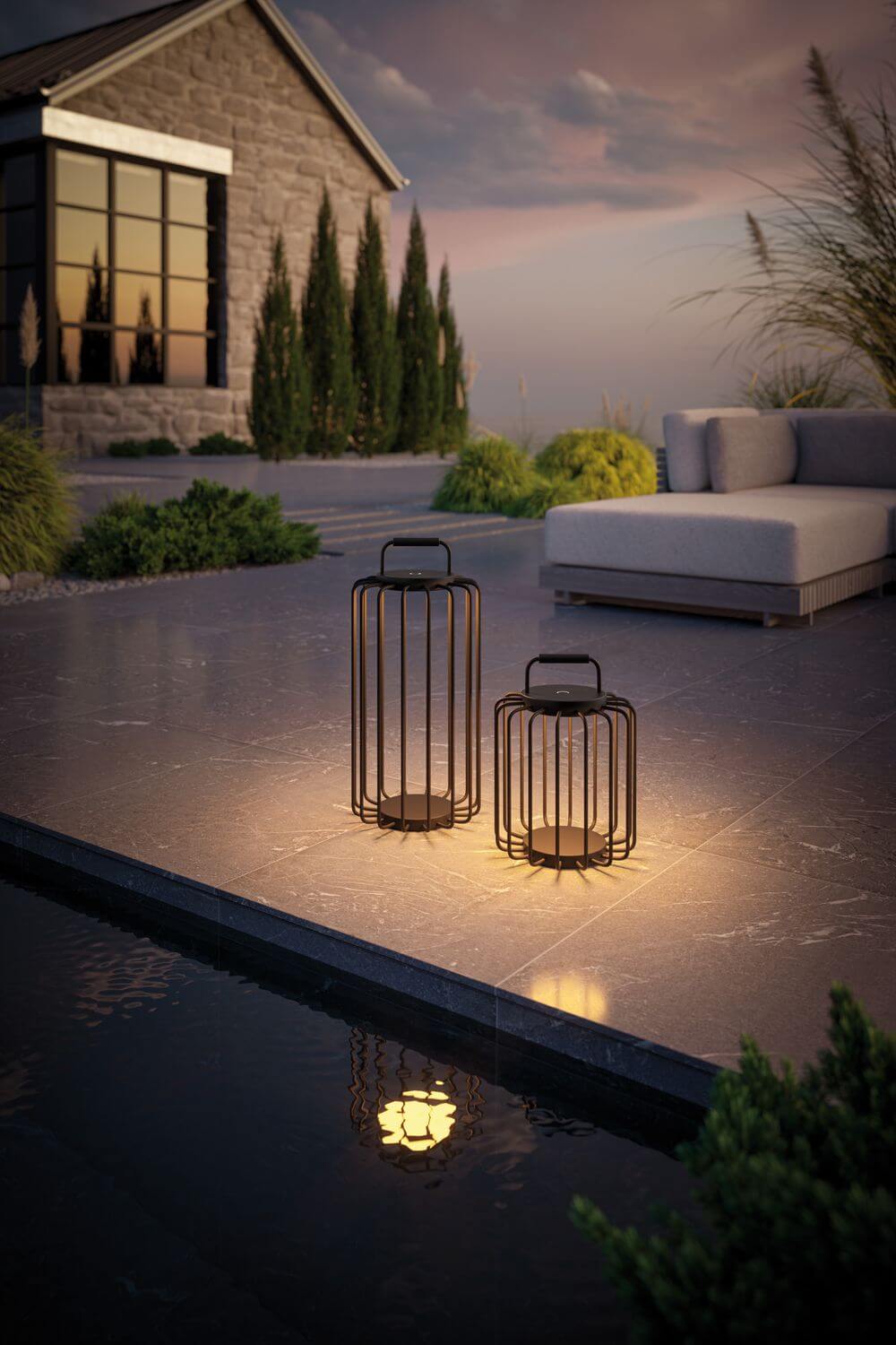 Lampe à poser sans fil Bangkok noire, H 50 cm