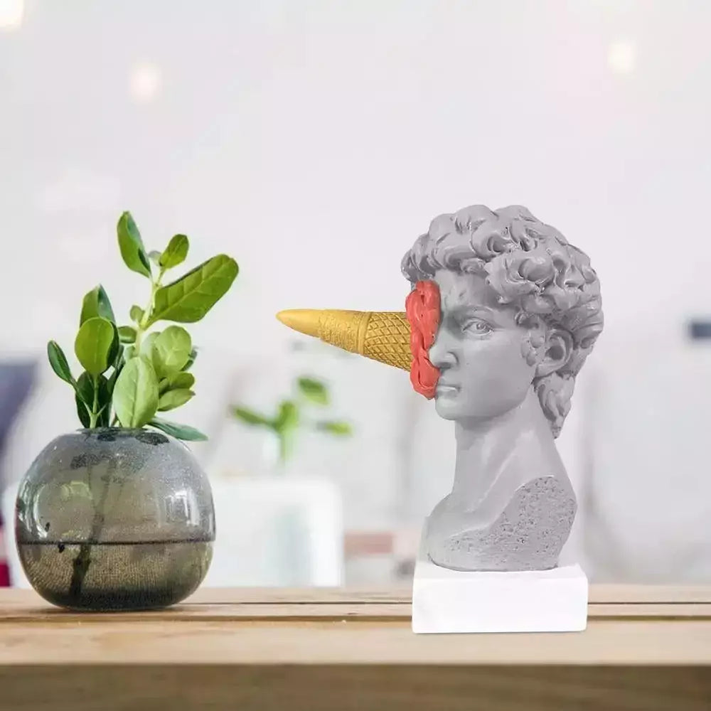 Statue David Crème glacée Décoration intérieure Tête Buste Statue | Designix - Amazon - https://designix.fr/