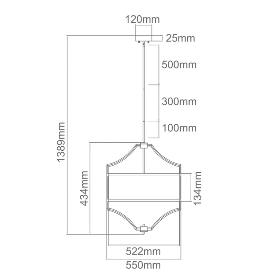 Suspension Stesso M, abat-jour tissu