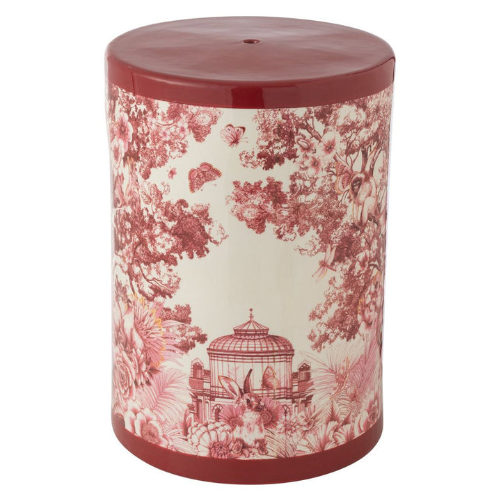 Tabouret Moriko en porcelaine rouge/blanc | Designix -     - https://designix.fr