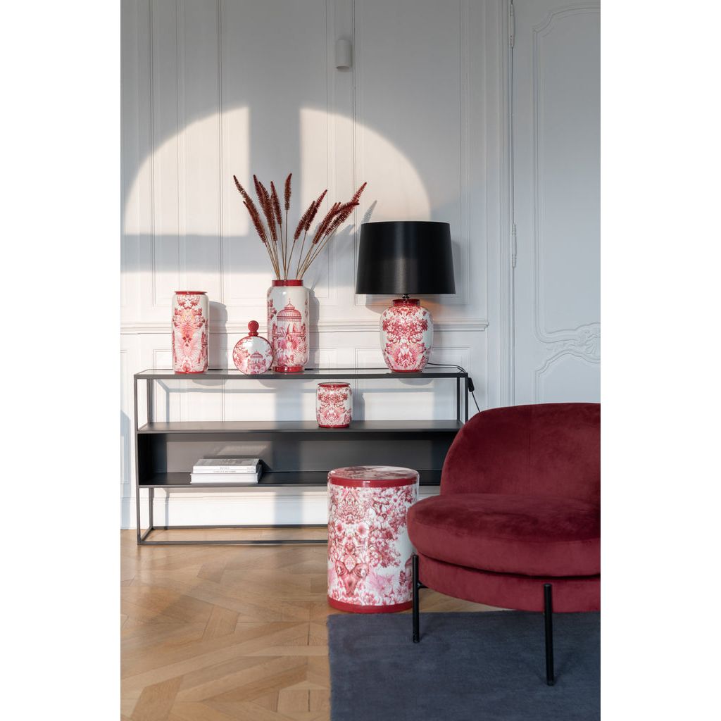 Tabouret Moriko en porcelaine rouge/blanc | Designix -     - https://designix.fr