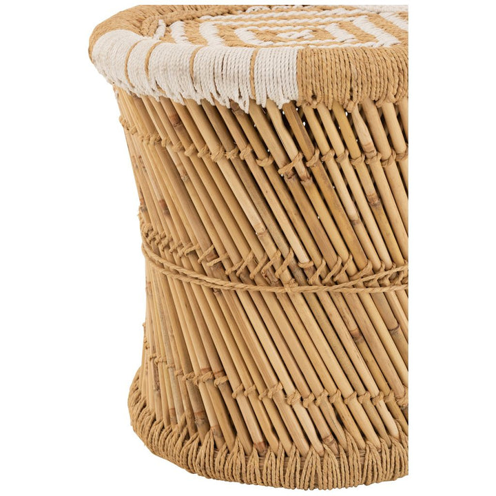 Motif de tabouret en bambou naturel/blanc | Designix -     - https://designix.fr