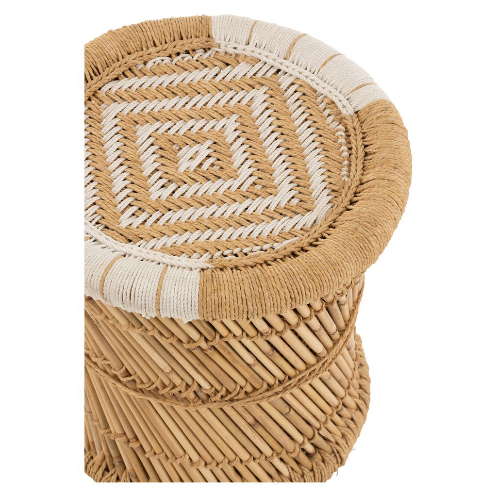 Motif de tabouret en bambou naturel/blanc | Designix -     - https://designix.fr