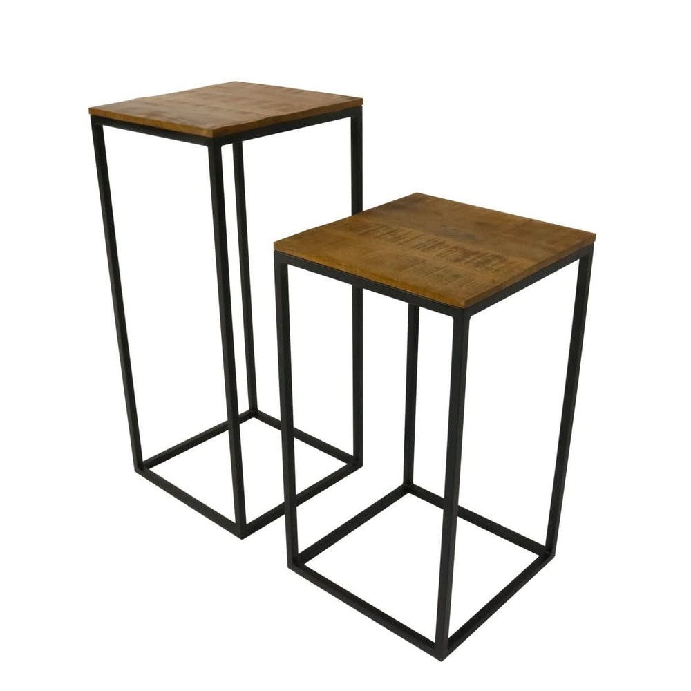 Support De Plante Moderne En Bois Mango Et Métal Noir | NOVA - Designix