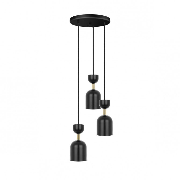 Plafonnier SUPURU 3P Noir / doré, détail laiton