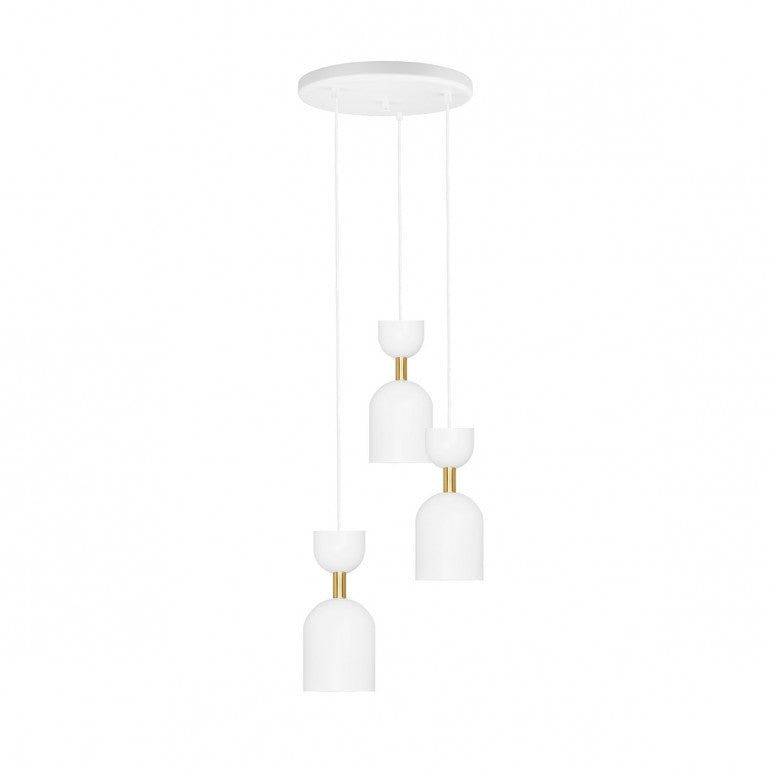 Plafonnier SUPURU 3P Blanc / doré, détail laiton